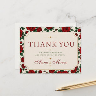 Postal Minimalist Red Rose Elegant Floral Classic Rose