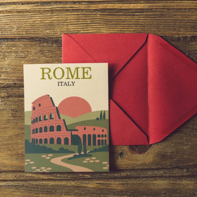 Postal Minimalist Rome Italy Colosseum Illustration (Minimalist Rome Italy Colosseum Illustration Postcard)
