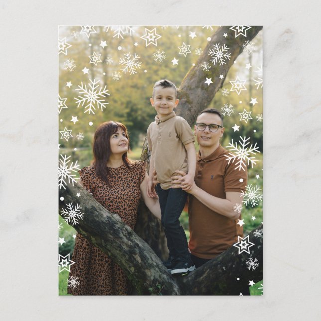Postal Minimalist Snowflake Frame Photo Overlay Holiday (Anverso)