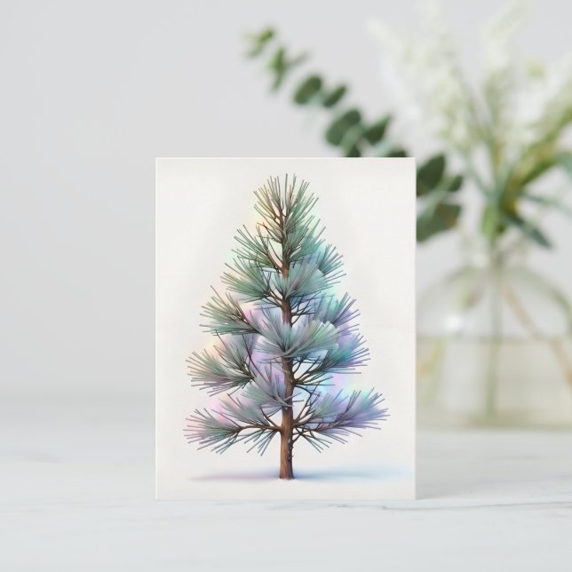 Postal Minimalist Snowy Pine (Anverso de pie)