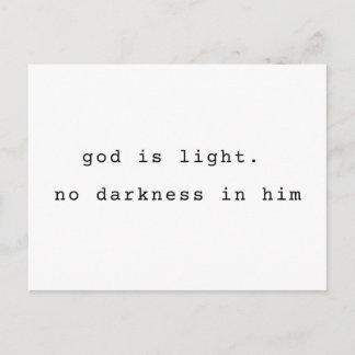 Postal Minimalist Typographic God is Light Postcard