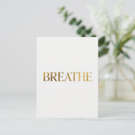 Postal Minimalist typography with gold word breathe