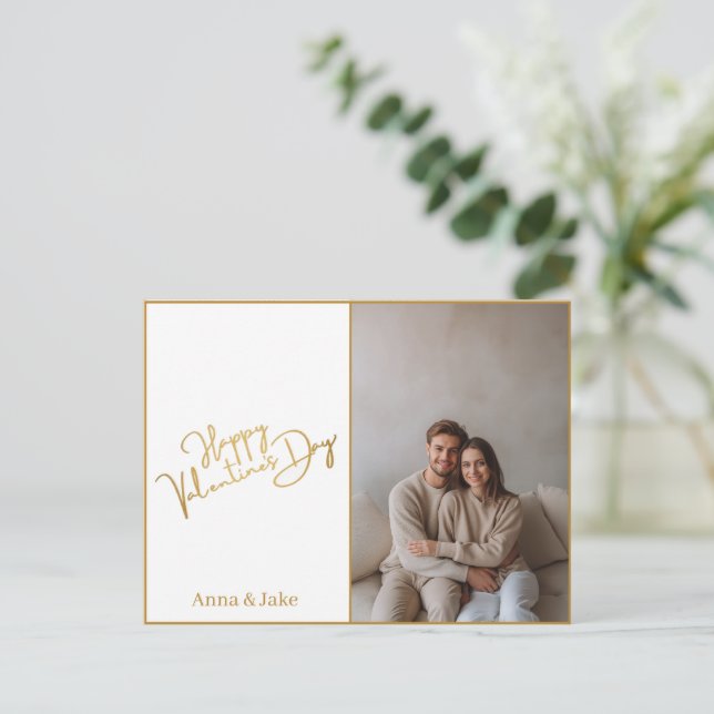 Postal Minimalist Valentine's Day Custom Photo & Text  (Anverso de pie)