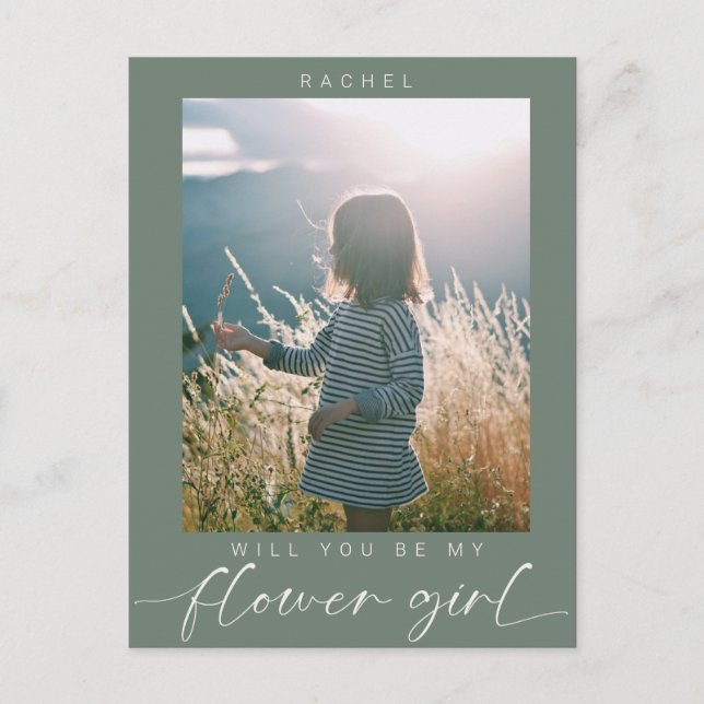 Postal Minimalist Will you be my Flower Girl Photo Chic (Anverso)