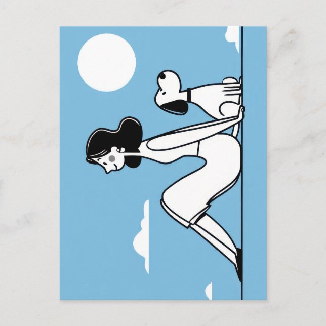 Postal Minimalist Woman and Dog Illustration (Anverso)