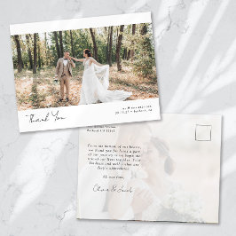 Postal Minimalista agradecimiento de boda en caligrafía p