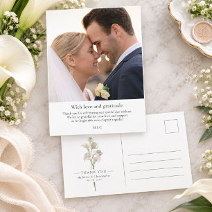 Postal Minimalista agradecimiento de foto de boda con lir