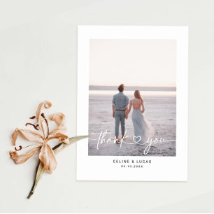 Postal Minimalista Boda de guiones de amor gracias