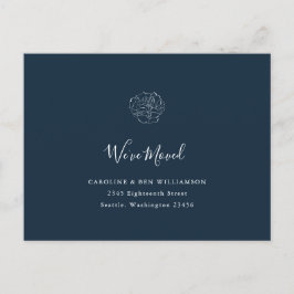 Postal Minimalista Boho Floral Moved Address Navy Blue