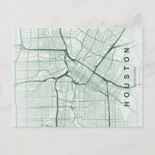 Postal Minimalista del Mapa de la Ciudad de Housto