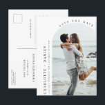 Postal Minimalista foto de un arco moderno salva la fecha<br><div class="desc">Invite a su boda con este personalizable sencillo y moderno para guardar la invitación de fecha. La foto de la tarjeta se puede cambiar por la tuya. Esto ahorra que la invitación de fecha sea perfecta para cualquier temporada.</div>