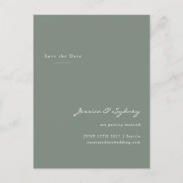 Postal Minimalista guión verde sabio moderno salva la fec