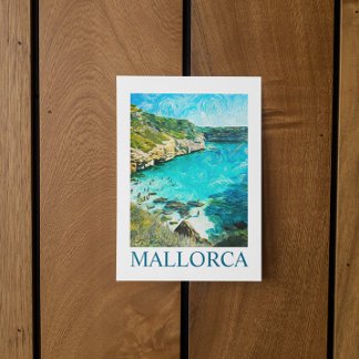 Postal Minimalista Mallorca España Pintura al Óleo Medite