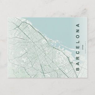 Postal Minimalista Mapa de Barcelona España