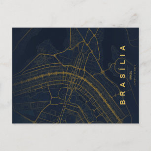 Postal Minimalista Mapa de Brasilia Brasil