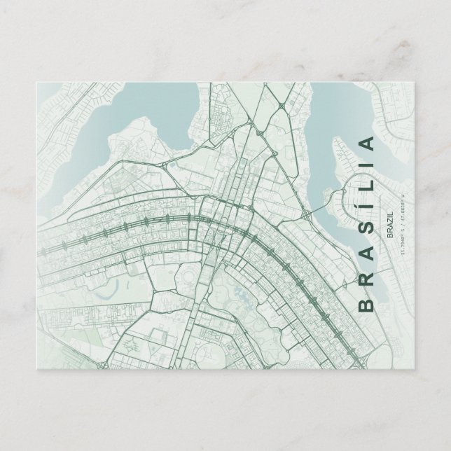 Postal Minimalista Mapa de Brasilia Brasil (Anverso)