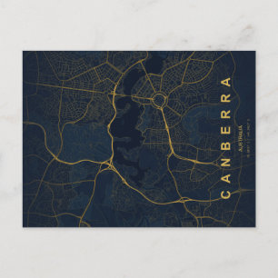 Postal Minimalista Mapa de Canberra Australia