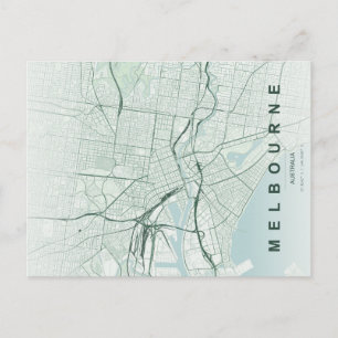 Postal Minimalista Mapa de Melbourne Australia