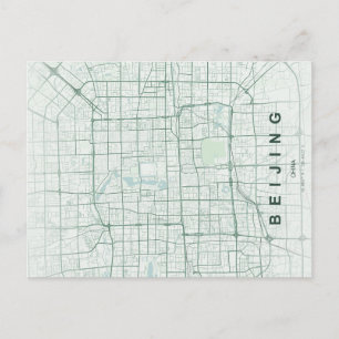Postal Minimalista Mapa de Pekín China