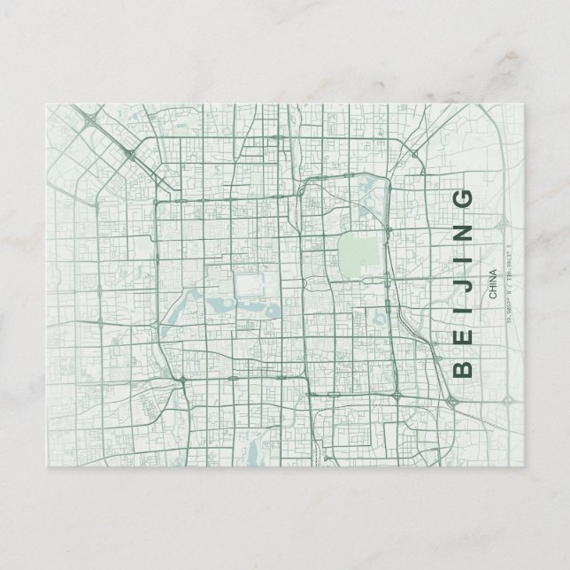 Postal Minimalista Mapa de Pekín China (Anverso)