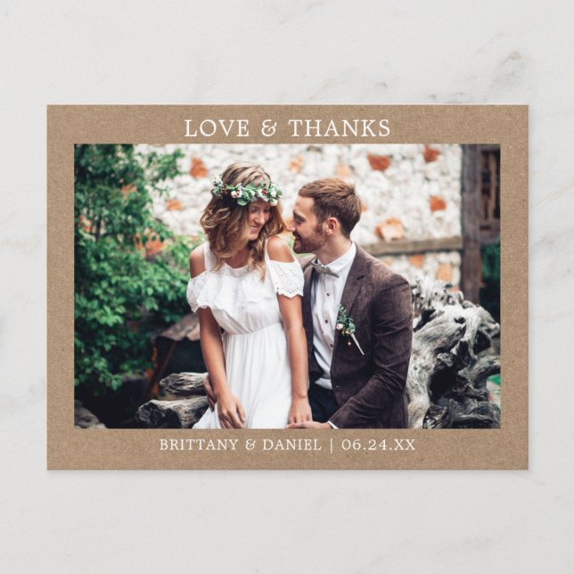 Postal Minimalista Moderna Simple Amor Gracias Kraft (Anverso)