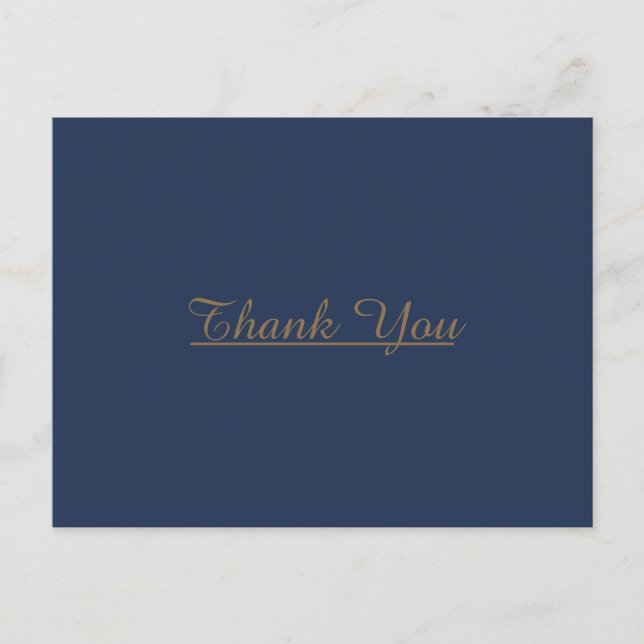 Postal Minimalista moderno | Boda Navy Gold Gracias (Anverso)