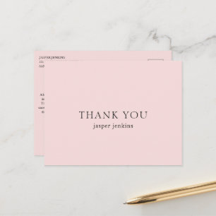 Postal Minimalista Rosa Moderno Negocio Gracias