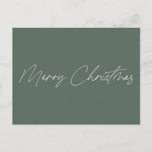 Postal Minimalista Sage Green Script Feliz Navidad  (Anverso)