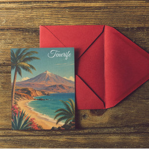 Postal Minimalista Tenerife Mount Teide Vintage Viajes
