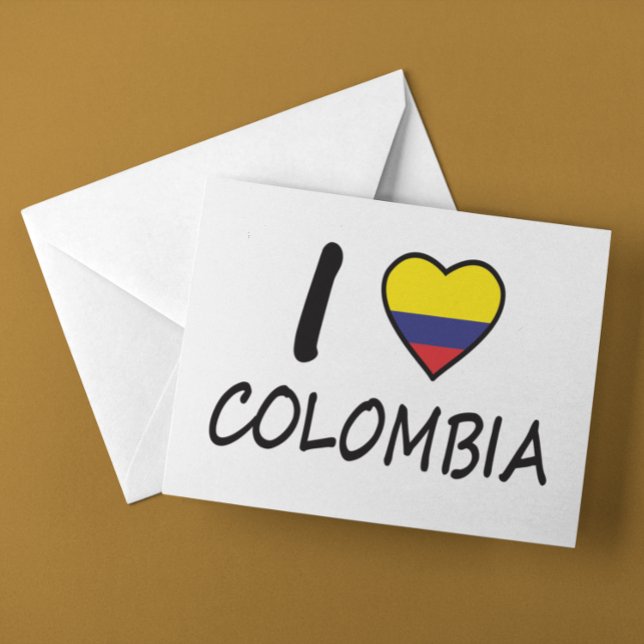 Postal Mínimo, amo la bandera colombiana (Cute Minimal I love Colombia Colombian Flag Postcard)