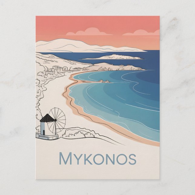 Postal Mínimo de Mykonos Vintage (Anverso)