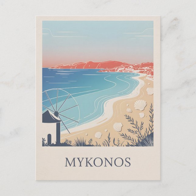 Postal Mínimo de Mykonos Vintage (Anverso)