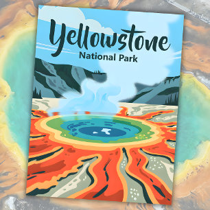 Postal Mínimo negrita Retro Yellowstone Rainbow Hot Sprin