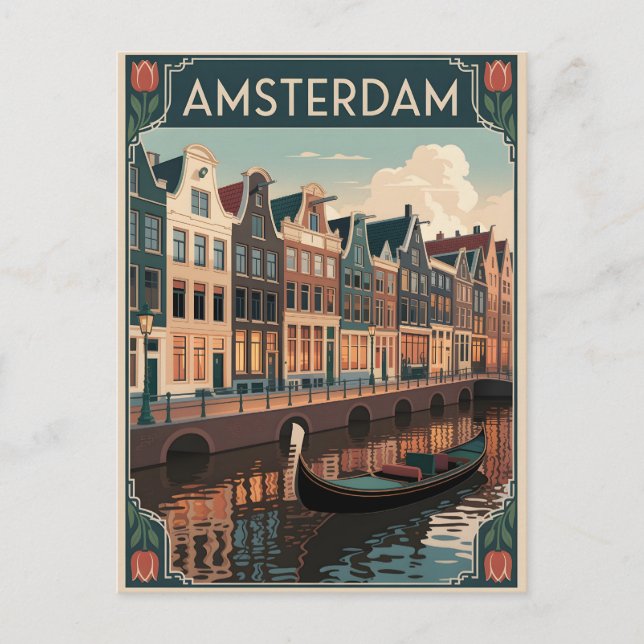 Postal Mínimo vintage de Ámsterdam (Anverso)