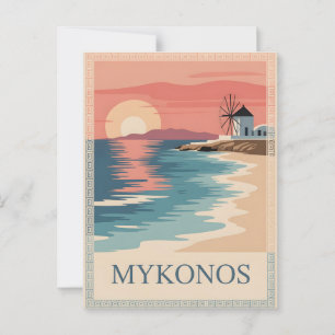 Postal Mínimo vintage de Mykonos