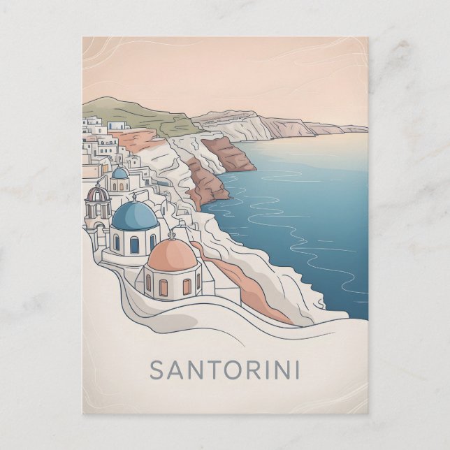 Postal Mínimo vintage de Santorini (Anverso)