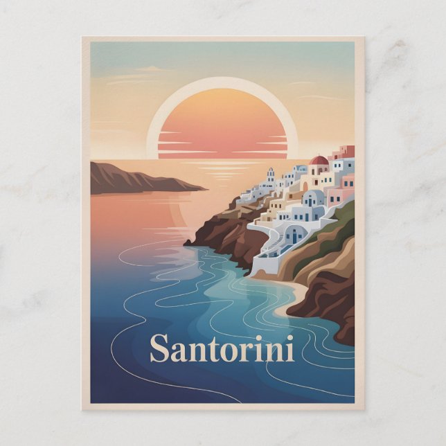 Postal Mínimo vintage de Santorini (Anverso)