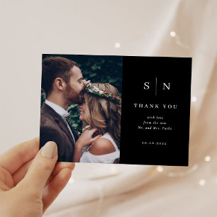 Postal Mínimo y Moda   Boda de fotografías negras Gracias
