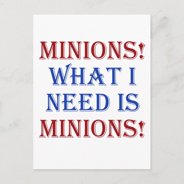 Postal ¡minions! ¡Lo que necesito son minions! (Anverso)