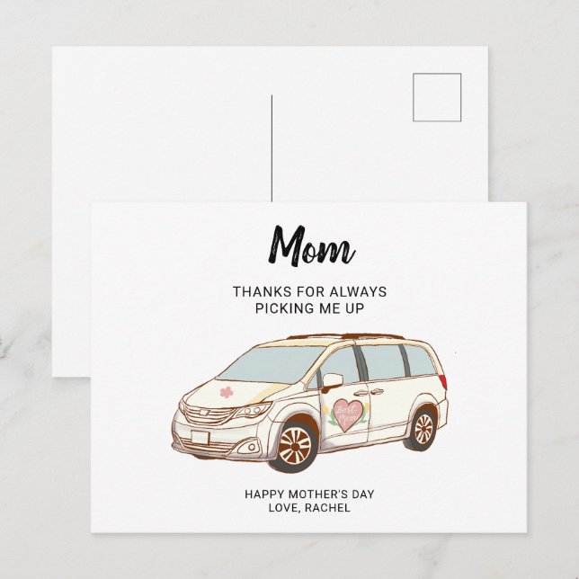 Postal Minivan Mom's Day, mejor mamá (Anverso / Reverso)