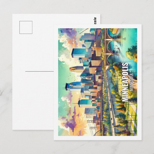 Postal Minneapolis Minnesta Estados Unidos Famosa Place a (Anverso / Reverso)