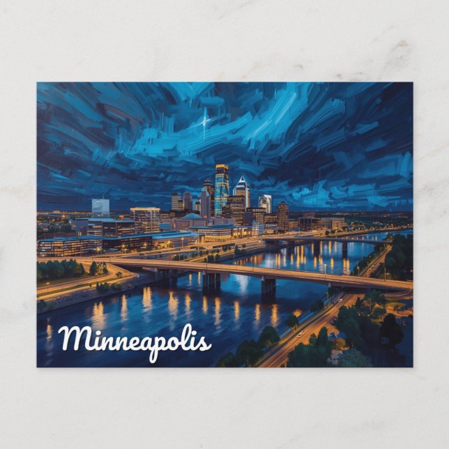 Postal Minneapolis Riverfront City Art (Anverso)