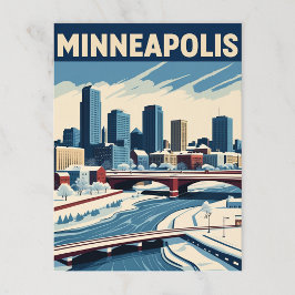 Postal Minneapolis Winter Cityscape