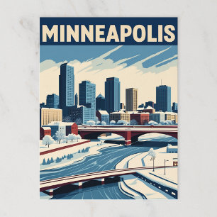 Postal Minneapolis Winter Cityscape