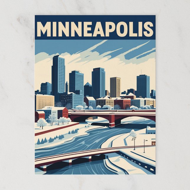 Postal Minneapolis Winter Cityscape (Subido por el creador)