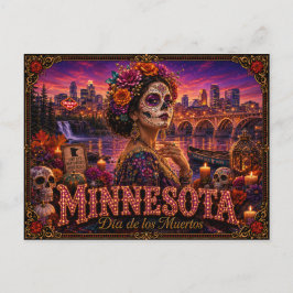 Postal Minnesota Día de los Muertos Retro