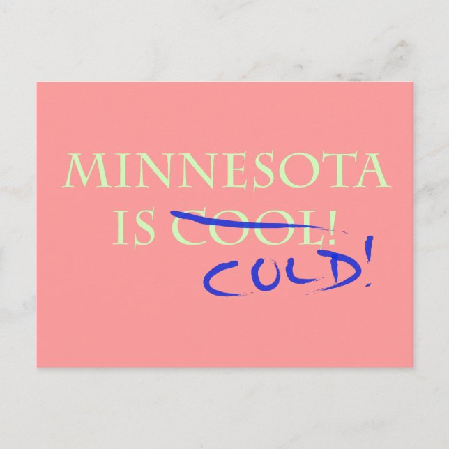 Postal Minnesota es Guay - ¡y Frío! (Anverso)