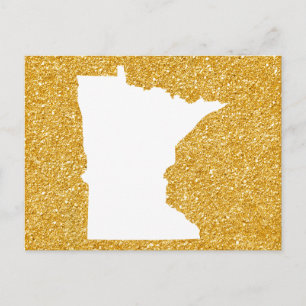 Postal Minnesota in White and Gold Glitter