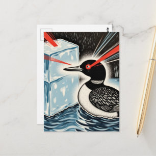 Postal Minnesota Loon enojado derritiendo cubos de hielo
