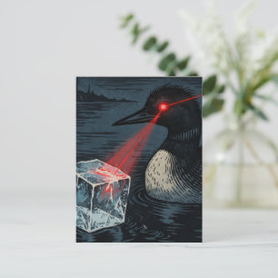 Postal Minnesota Loon enojado derritiendo un cubo de hiel